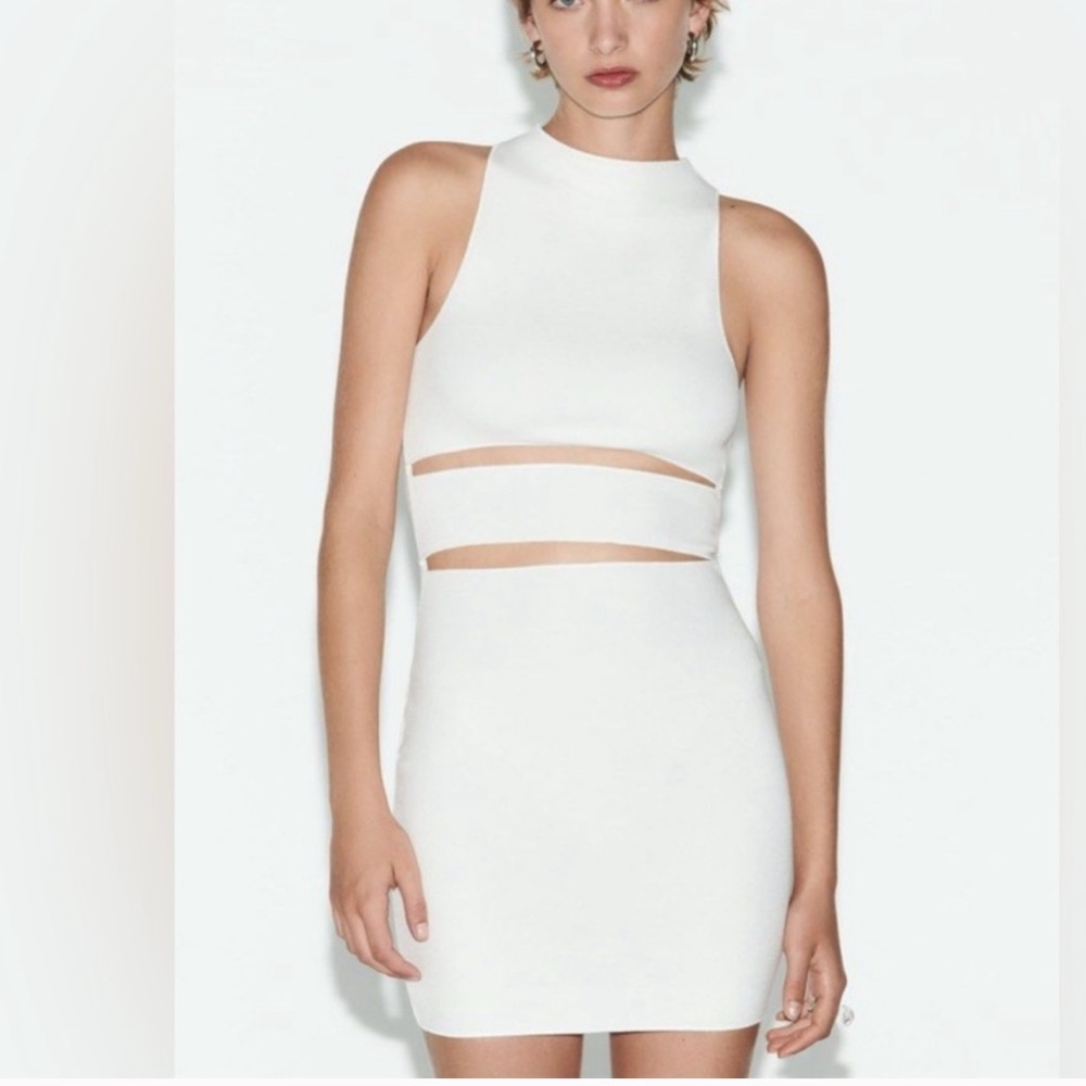 Zara White Backless Cut-Out Dress
